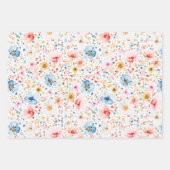 Feuille De Papier Cadeau Fleurs sauvages de prairie colorées motif bohème é (Devant 2)