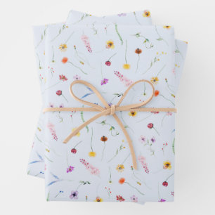 Feuille De Papier Cadeau Fleurs sauvages en bleu