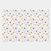Feuille De Papier Cadeau Fleurs sauvages gris bleu beige marron Boho Annive (Devant)