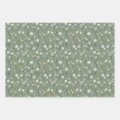 Feuille De Papier Cadeau Fleurs sauvages Jaune Blanc Vert Sauge Mariage (Devant 3)
