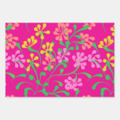 Feuille De Papier Cadeau Fleurs sauvages rose jaune orange Bohème Floral (Devant)