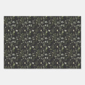 Feuille De Papier Cadeau Fleurs sauvages verts et blancs (Devant 3)