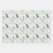 Feuille De Papier Cadeau Fleurs sauvages verts et roses (Devant)