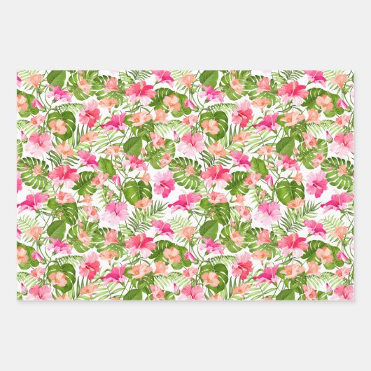 Feuille De Papier Cadeau Fleurs tropicales (Devant)
