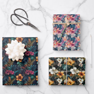 Feuille De Papier Cadeau Fleurs tropicales colorées