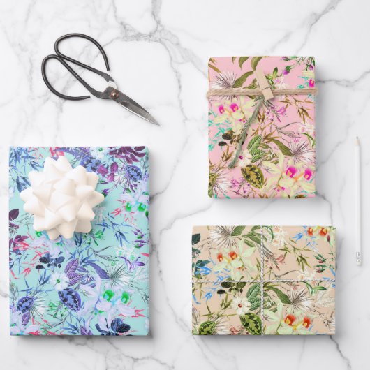 Feuille De Papier Cadeau Fleurs tropicales motif floral hawaïen (Recto)