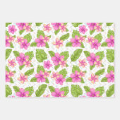 Feuille De Papier Cadeau Fleurs tropicales roses d'été Limons citrons (Devant 2)