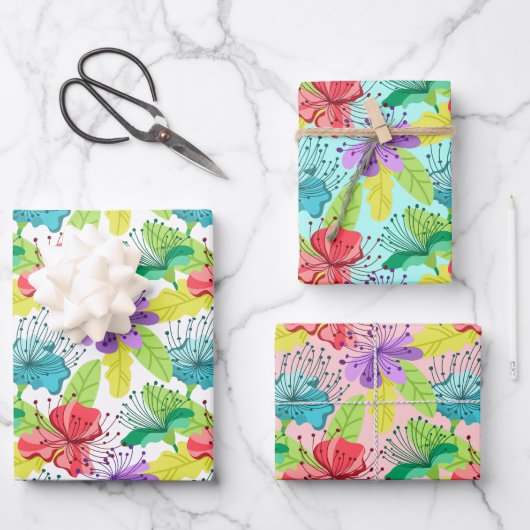 Feuille De Papier Cadeau Fleurs tropicales sans couture motif (Recto)