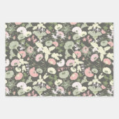 Feuille De Papier Cadeau Fleurs vert rose Motif botanique (Devant 2)