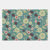 Feuille De Papier Cadeau Fleurs vert rose motif floral (Devant)