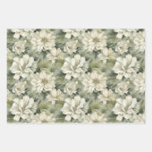 Feuille De Papier Cadeau Fleurs vertes de sauge bohème (Devant)