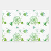 Feuille De Papier Cadeau Fleurs vertes et étoiles (Devant 3)