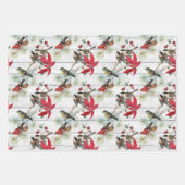 Feuille De Papier Cadeau Fleurs vintages Oiseaux Noël (Devant 2)