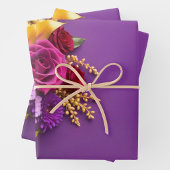 Feuille De Papier Cadeau Fleurs violettes
