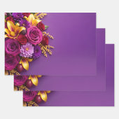 Feuille De Papier Cadeau Fleurs violettes