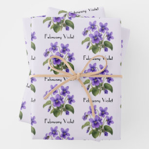 Feuille De Papier Cadeau Fleurs Violettes de Février