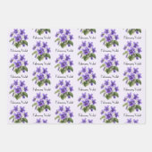 Feuille De Papier Cadeau Fleurs Violettes de Février (Devant)