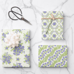 Feuille De Papier Cadeau Fleurs violettes de lilas Floral de printemps