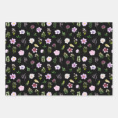 Feuille De Papier Cadeau Fleurs violettes et Motif de feuillage (Devant 3)