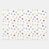 Feuille De Papier Cadeau Fleurs violettes et Motif de feuillage (Devant)