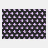 Feuille De Papier Cadeau Fleurs violettes et Motif de verdure (Devant 3)