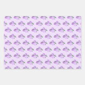Feuille De Papier Cadeau Fleurs violettes et Motif de verdure (Devant 2)
