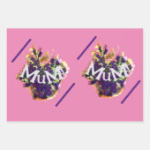 Feuille De Papier Cadeau Fleurs violettes et oiseaux (Devant 2)