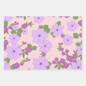 Feuille De Papier Cadeau Fleurs Violettes, Modèle Floral, Motif De Fleurs (Devant 2)