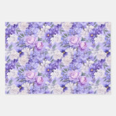 Feuille De Papier Cadeau Fleurs violettes romantiques (Devant 3)
