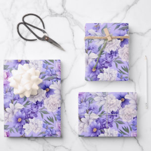 Feuille De Papier Cadeau Fleurs violettes romantiques