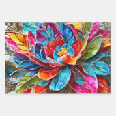 Feuille De Papier Cadeau Fleurs vives orange et rouge (Devant 2)