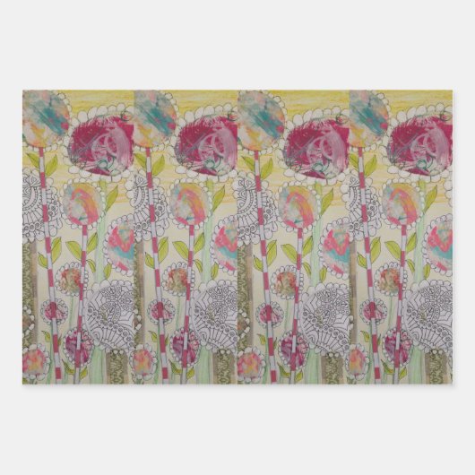 Feuille De Papier Cadeau Fleurs Whimsical (Devant 2)