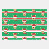 Feuille De Papier Cadeau Flocon de neige à Chien de Noël Père Noël (Devant 3)