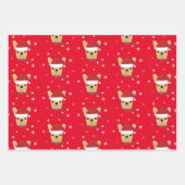 Feuille De Papier Cadeau Flocon de neige à Chien de Noël Père Noël (Devant 2)