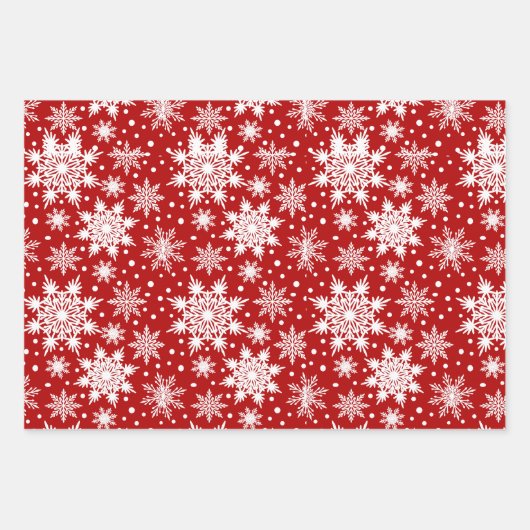Feuille De Papier Cadeau Flocon de neige blanc Noël Motif sans couture (Devant 3)