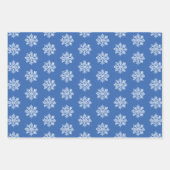 Feuille De Papier Cadeau Flocon de neige blanc sur le Motif de Noël bleu (Devant)