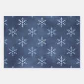 Feuille De Papier Cadeau Flocon de neige bleu élégant | Noël (Devant 3)