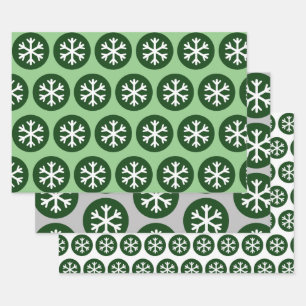Feuille De Papier Cadeau Flocon de neige de l'art graphique moderne vert