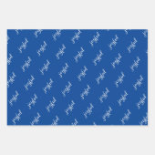 Feuille De Papier Cadeau Flocon de neige de script joyeux Bleu et blanc Vac (Devant 2)