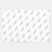 Feuille De Papier Cadeau Flocon de neige de script joyeux Vert olive de vac (Devant 2)