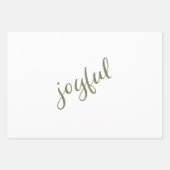Feuille De Papier Cadeau Flocon de neige de script joyeux Vert olive de vac (Devant)