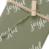 Feuille De Papier Cadeau Flocon de neige de script joyeux Vert olive de vac