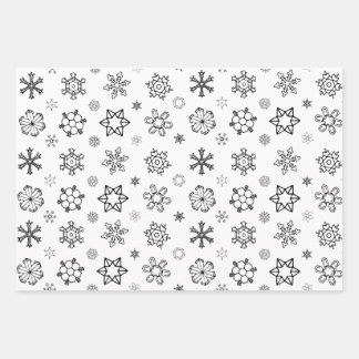 Feuille De Papier Cadeau Flocon de neige Noël [Gris blanc noir] Enveloppeme