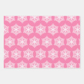 Feuille De Papier Cadeau Flocon de neige rose et blanc Noël Motif (Devant)