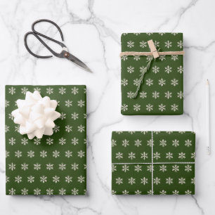 Feuille De Papier Cadeau Flocon de neige vert