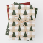 Feuille De Papier Cadeau Flocon de Noël rouge rustique vert (En situation)