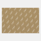 Feuille De Papier Cadeau Flocons de neige de script joyeux Fête beige (Devant 2)