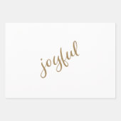 Feuille De Papier Cadeau Flocons de neige de script joyeux Fête beige (Devant)