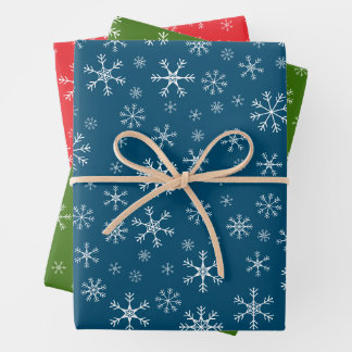 Feuille De Papier Cadeau Flocons de neige pour les fêtes de Noël Rouge Vert