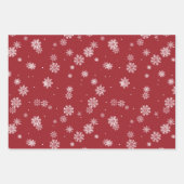 Feuille De Papier Cadeau Flocons Rouges Vacances (Devant)